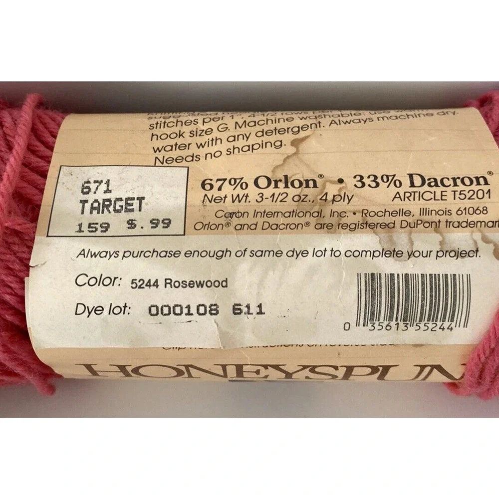 Caron Honeyspun Acrylic/Dacron Yarn Full Skein Worsted 4 Ply Rosewood #5244